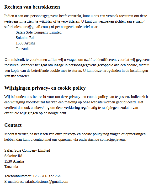 safari zanzibar safari soles tours gdpr privacybeleid p7